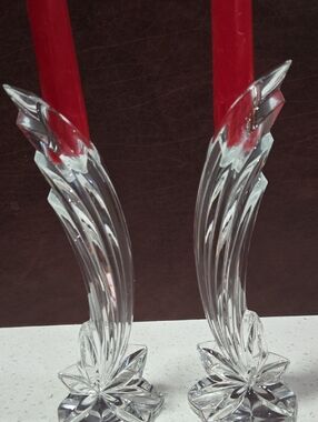 Lenox Falling Star Crystal Winged Candle Holders .